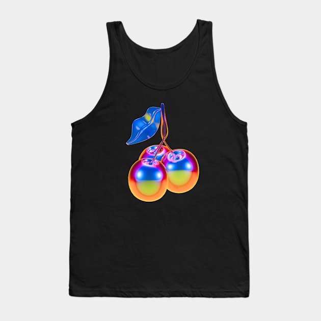 Aesthetic Chrome Cherries Tank Top by rosiemoonart